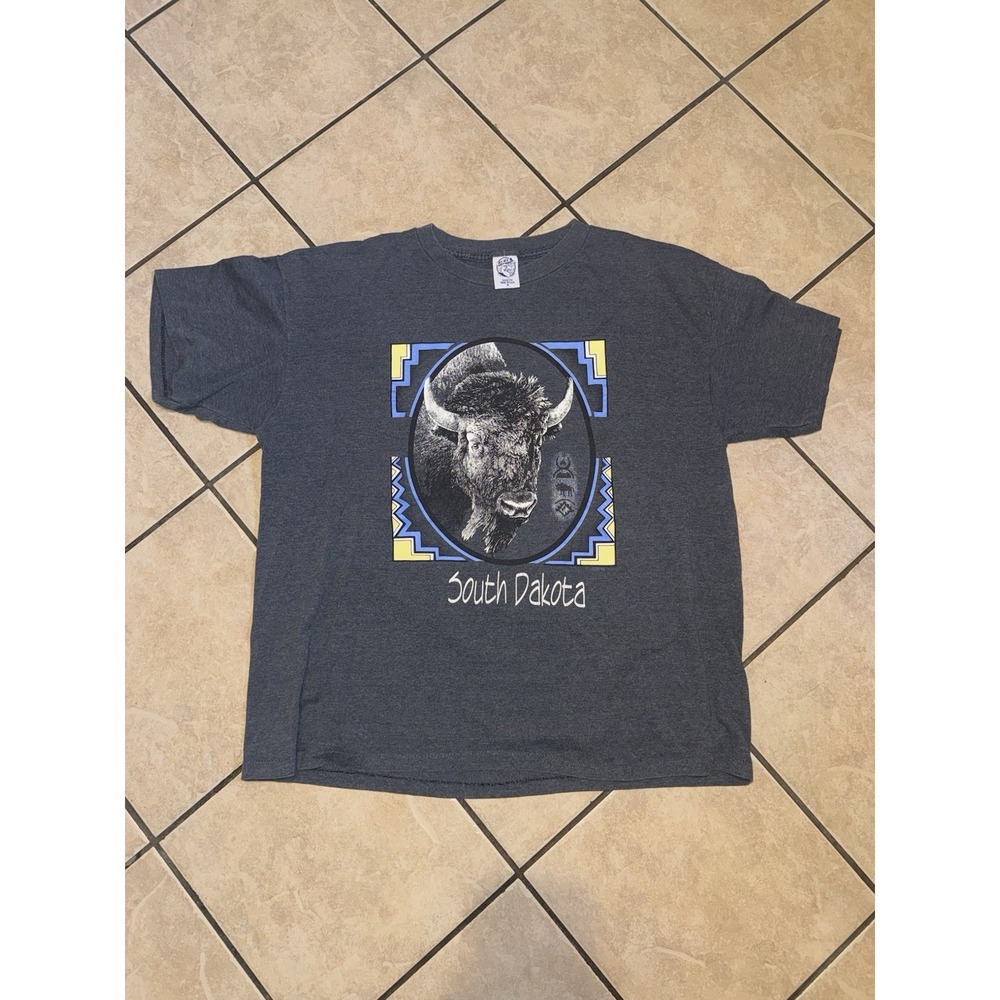 VTG South Dakota Bison Buffalo Tee XL Single Stitch USA Eagle Tag 90s Tourist